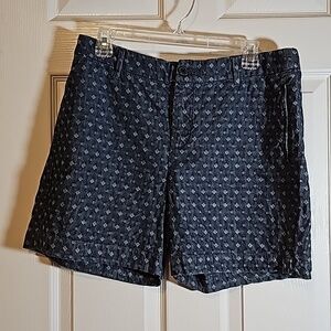 CROFT & BARROW Blue White Patterned Shorts Pockets Cotton Size 8